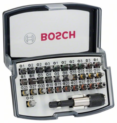 BOSCH SCREWDRIVER BIT SET COLOUR CODED SOFT-GRIP CASE 32 PC